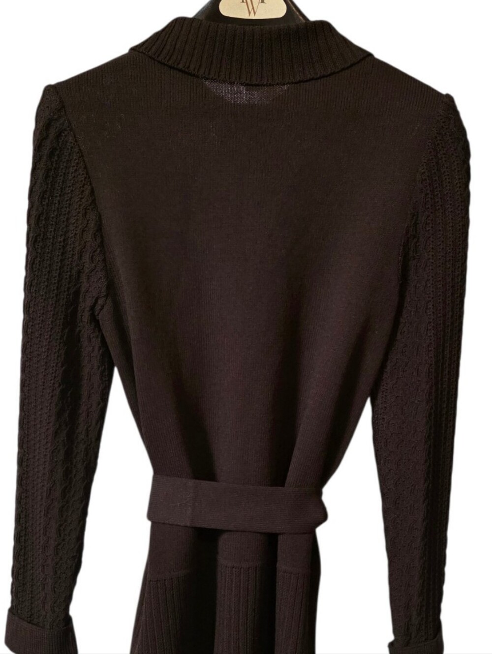 St. John Sport Brown Knit Button Down Tie Belted Cardigan - Picture 5 of 9